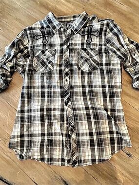 Pop Icon Clothing Plaid Button Down Size XXL